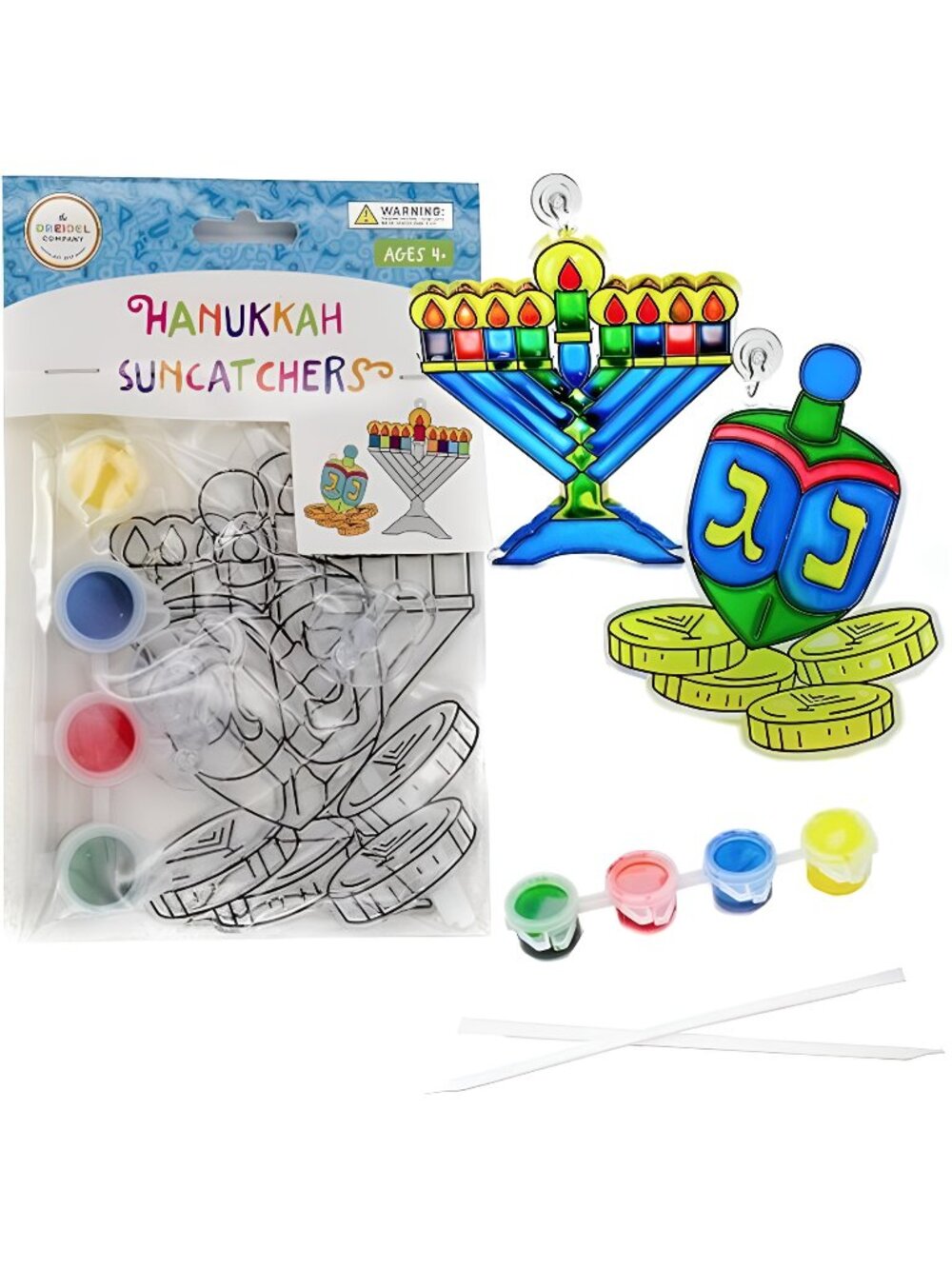 Hanukkah Suncatcher - Stained Glass Look - Chanuka Decorations